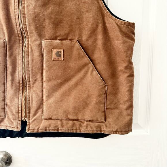 Carhartt Brown Tan Khaki V02 Sandstone Vest Arctic Quilted Lining Men 2XL Reg - Picture 5 of 12